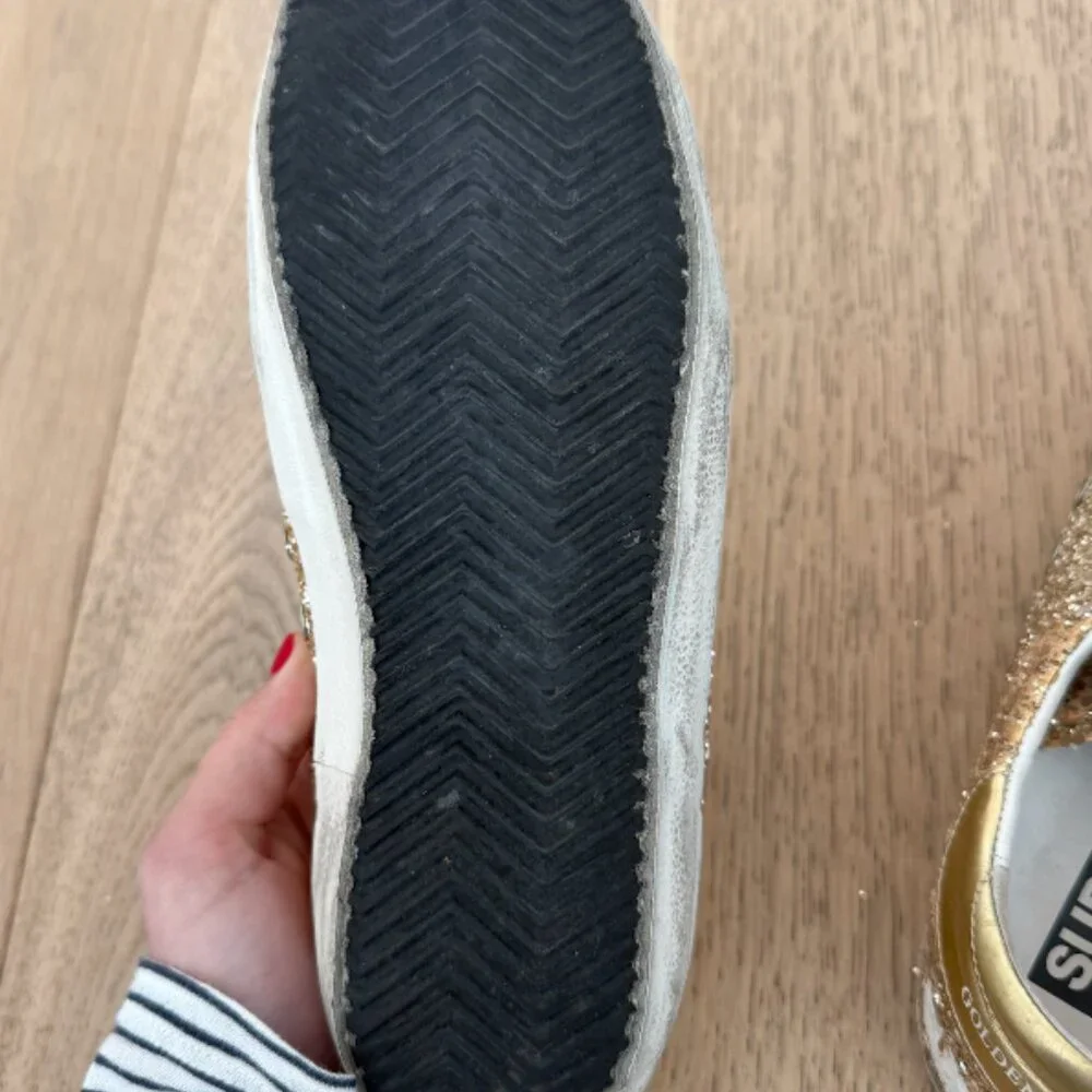 Golden Goose Superstar Low-Top Gold Glitter Sneaker 38 - Picture 9 of 10